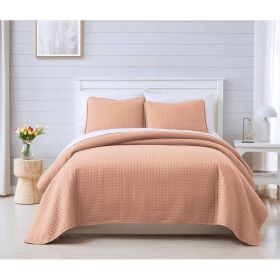 Lightweight Ultra Soft 3-Piece Microfiber Quilt Set (Color: blush, size: full/queen)