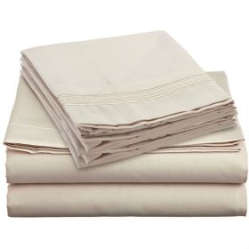 4-piece Silky Soft Microfiber Sheet Set (Color: beige cream, size: King)