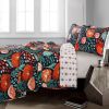 Red Poppy Flower Lightweight 3 Piece Cotton Quilt Set