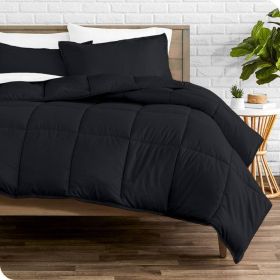Super Soft Microfiber Down Alternative Comforter Set (Color: black, size: Full)