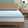 4-inch Thick Soft Gel Memory Foam Mattress Topper in Light Blue