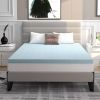 4-inch Thick Soft Gel Memory Foam Mattress Topper in Light Blue
