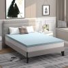 4-inch Thick Soft Gel Memory Foam Mattress Topper in Light Blue