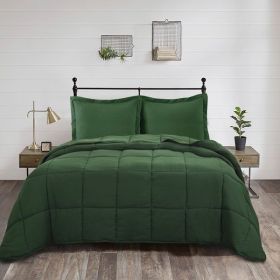 Green 3 Piece Microfiber Reversible Comforter Set (size: Queen)