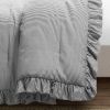 Grey White Stripe Ruffle Reversible 3 Piece Comforter Set