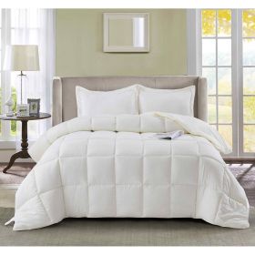 3-Piece Microfiber Reversible Comforter Set (Color: White, size: King)