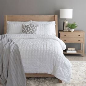 Crinkled Textured Comforter Set White (size: King)