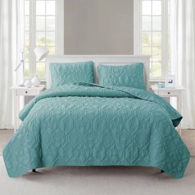 Coastal Beach Starfish Seashell Seahorse Quilt Set (Color: aqua blue, size: King)