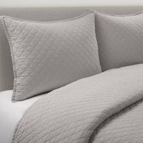 Lightweight Cotton Linen White Reversible 3-PC Quilt Set (Color: grey, size: full/queen)