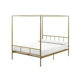Canopy Bed Frame with Headboard and Footboard (Color: gold, size: Full)