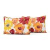 Red Orange Flowers Lightweight Polyester Microfiber Quilt Set