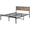 Rustic FarmHome Metal Wood Platform Bed Frame