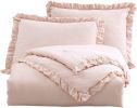 Stone Washed Ruffled Edge Microfiber 3-Piece Comforter Set