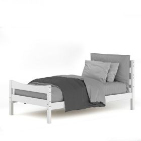 Farmhouse Style Pine Wood Platform Bed Frame (Color: White, size: Twin)
