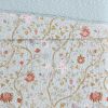 Farmhouse Blue Teal Floral Vines Cotton Reversible Quilt Set