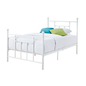 Metal Platform Bed with Headboard and Footboard (Color: White, size: Full)