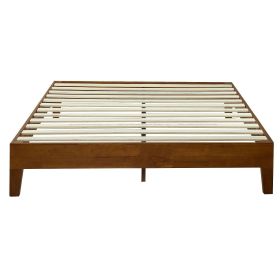 Low Profile Platform Bed Frame in Cherry Wood Finish (size: Full)