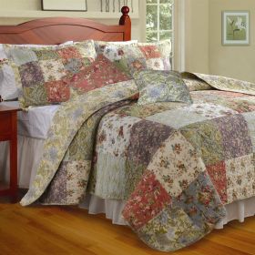 100% Cotton Floral Paisley Reversible Quilt Set (size: King)
