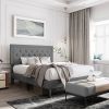 Adjustable Height Platform Bed Frame Upholstered Headboard