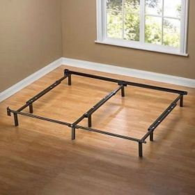 9-Leg Adjustable Metal Bed Frame with Headboard Brackets (size: King)