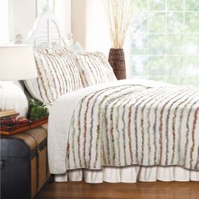 100% Cotton 3-Piece Oversized Quilt Set with Ruffle Stripes (size: King)