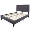 Fabric Upholstered Platform Bed Frame with Tufted Headboard