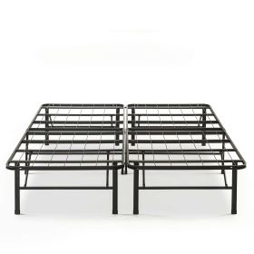 Folding Sturdy Metal Platform Bed Frame with Storage Space (size: Queen)