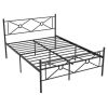 Modern Black Metal Platform Bed Frame with Headboard and Footboard