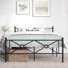 Modern Black Metal Platform Bed Frame with Headboard and Footboard