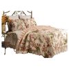 3-Piece Cotton Quilt Set in Pink Beige Floral Butterflies