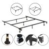 Sturdy Black Metal Adjustable Bed Frame w/Headboard Brackets