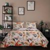 Blue Beige Birds Animals Floral Reversible Quilt Set