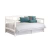 Traditional Pine Wood Day Bed Frame in White Finish