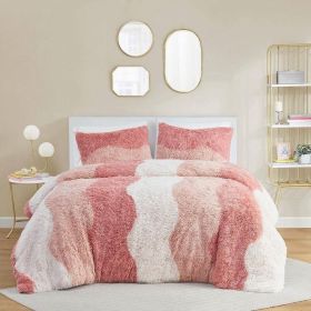 Reversible Soft Sherpa Faux Fur 2-PC Comforter Set (Color: pink blush white, size: twin/twin xl)