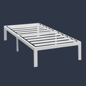Modern Heavy Duty Metal Platform Bed Frame in White (size: twin xl)