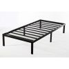 Study Black Metal Platform Bed Frame - No Box-Springs Needed