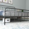 Vintage Black Metal Platform Bed Frame with Headboard and Footboard