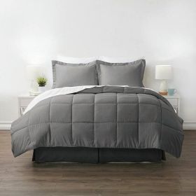 8-Piece Microfiber Baffle-Box Reversible Bed-in-a-Bag Comforter Set (Color: grey, size: Full)
